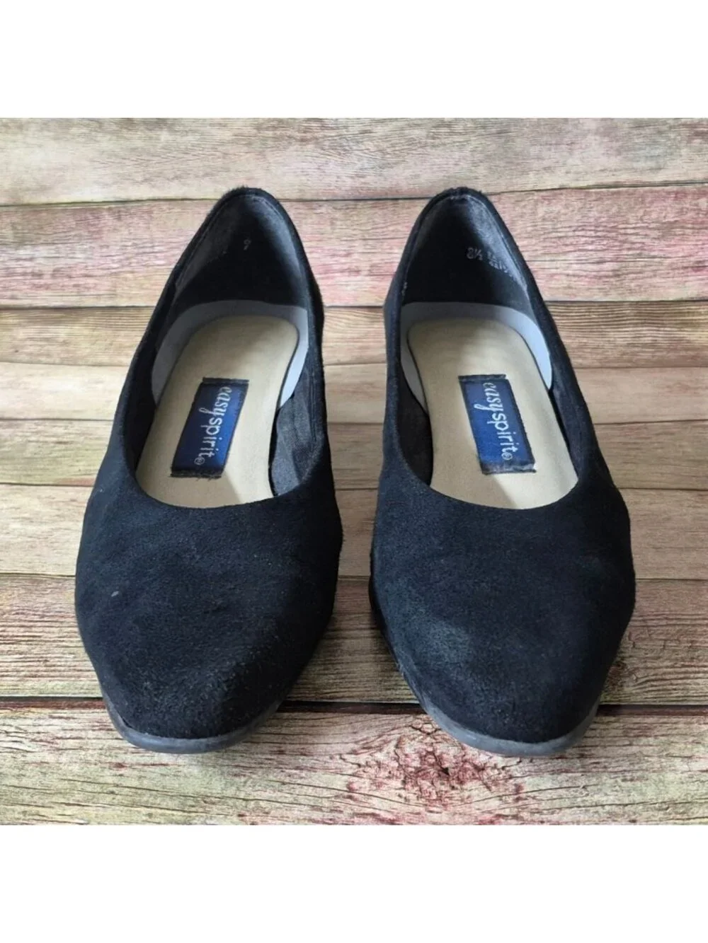 Easy Spirit Women's 8.5 Black Suede Dress Pumps Shoes Low Heel Classic Comfort